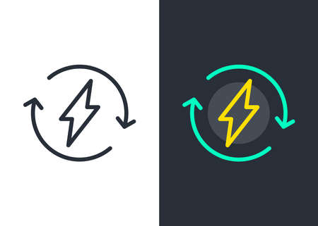 Energy circle vector icon. Bolt flash symbol. Power. Recycle. Voltage.のイラスト素材