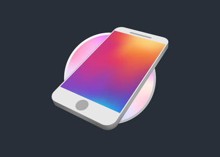 Smartphone rotated position. 3D vector isometric illustration cell phone. Perspective view. Template for infographics or presentation design interface. Mock Up with gradient Screen for UI Presentationのイラスト素材