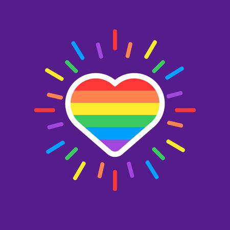 Love is love hearth rainbow spectrum pride flag, isolated on white. LGBT rights concept. Modern poster design.のイラスト素材