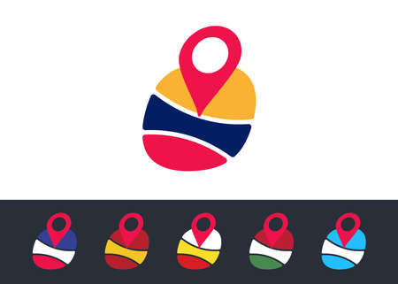 GPS flag pointers. Location pin. Logo.のイラスト素材