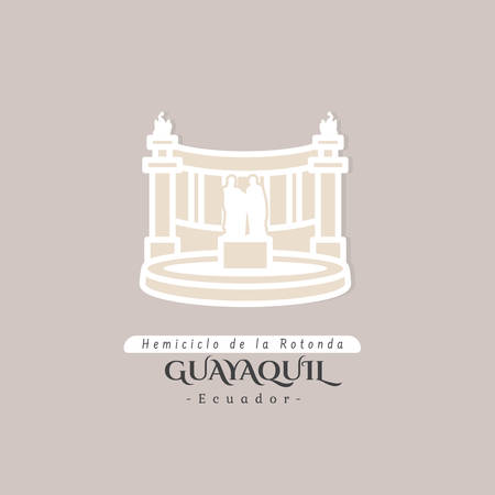 Outline Ecuador Guayas Guayaquil City cityscape monument symbol building. Trendy Vector Illustration linear art design style. Business Travel and Tourism Concept with Historic Architecture.のイラスト素材