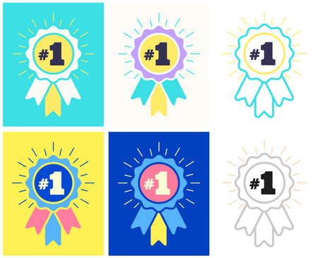 Number #1 winner ribbon award badge.のイラスト素材