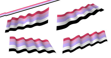 Gender fluid flag or trans banner with blue and pink strips vector. Gender fluid flag, flat and waving flag. Vector illustration. Flag wavy abstract background.のイラスト素材