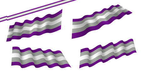 gray asexuality flag or trans banner with blue and pink strips vector. gray asexuality flag, flat and waving flag. Vector illustration. Flag wavy abstract background.のイラスト素材