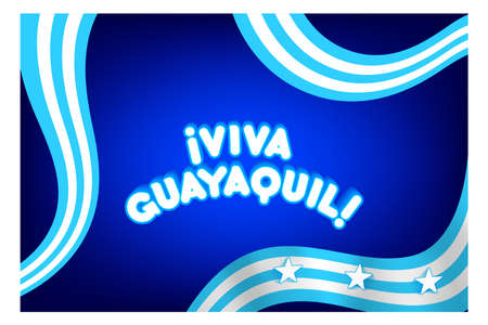 Ecuador, Guayaquil, banner and flag. GYE 3D icon, star flags. Vector illustration symbol. Guayas.のイラスト素材