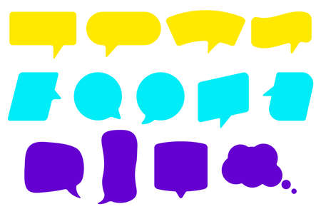 Set of blank empty vector speech bubbles. Chat, inbox, dialog, message, question, communication, talk, speak, sticker, balloon, thinkingのイラスト素材