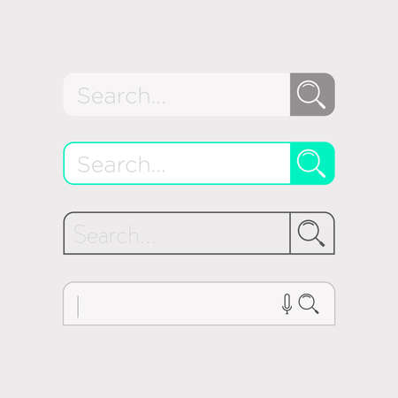 Set of search boxes ui template. Modern Search bar element. Vector isolated on background. Microphone. Soundのイラスト素材