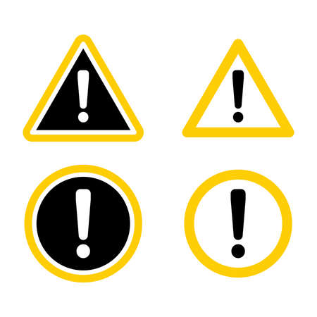 Hazard warning symbol vector icon flat sign symbol with exclamation mark isolated on white background. Hazard warning attention sign with exclamation mark symbol.のイラスト素材