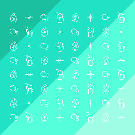 Mosaic and pattern of mint. Juice and smoothie icons. Vector thin line mini icons set. Illustrated symbols and silhouettes. - Vectorのイラスト素材