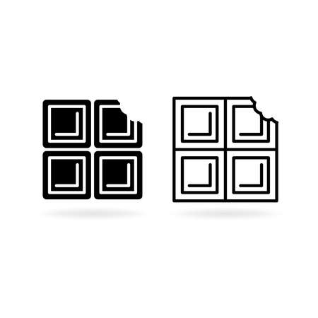 Sweet milk cocoa chocolate pieces bar minimal flat line and stroke icon pictogram. Vector illustration. Food element symbol logo design.のイラスト素材