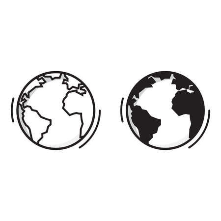 Simple element globe planet. Earth sign. World symbol. Thin line icon on white background. Vector illustration.のイラスト素材
