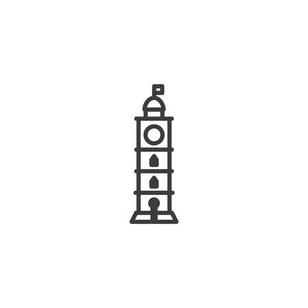 Lighthouse clock tower lighthouse. Outline Ecuador Guayaquil City cityscape monument symbol building. Vector Illustration linear art design. Business Travel and Tourism Concept with Historic Architecture.のイラスト素材