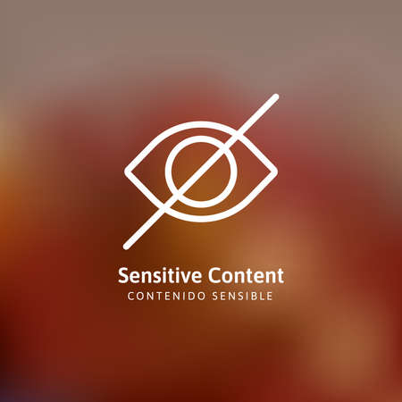 Sensitive photo content. Explicit video content. Inappropriate content. Internet safety concept. Censored only adult 18 plus. Blurred background. Vector Illustration. Attention Sign. Hide view icon.のイラスト素材