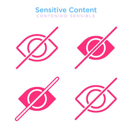 Eye. Caution. Icon for sensitive photo content or explicit video content, inappropriate content, internet safety concept, censored only adult 18 plus, attention Sign. Vector Illustration symbol.のイラスト素材