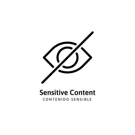Eye. Caution. Icon for sensitive photo content or explicit video content, inappropriate content, internet safety concept, censored only adult 18 plus, attention Sign. Vector Illustration symbol.のイラスト素材
