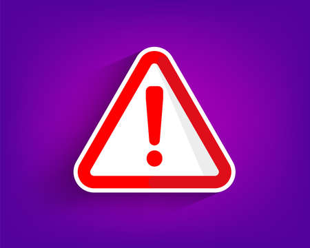 Hazard warning symbol vector icon flat sign symbol with exclamation mark isolated on white background. Hazard warning attention sign with exclamation mark symbol.のイラスト素材