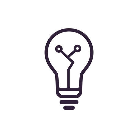Idea intelligence creativity knowledge thin line icon. Silhouette icon of a light bulb in form of printed circuit board, flat style illustration.のイラスト素材