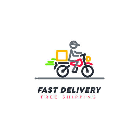 Free shipping. Fast moving shipping delivery motorcycle line art vector icon for transportation apps and websites for E-commerce. Comes out. Deliver. Distribution.のイラスト素材