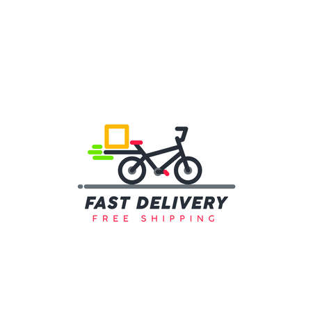 Free shipping. Fast moving shipping delivery bicycle line art vector icon for transportation apps and websites for E-commerce. Comes out. Deliver. Distribution.のイラスト素材