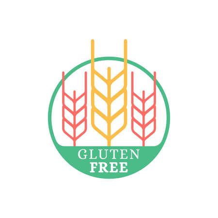 Isolated gluten free icon vector design. No wheat sign. Food allergy product dietary label flat symbol for apps and websites. Food package or dietetic product nutrition element.のイラスト素材