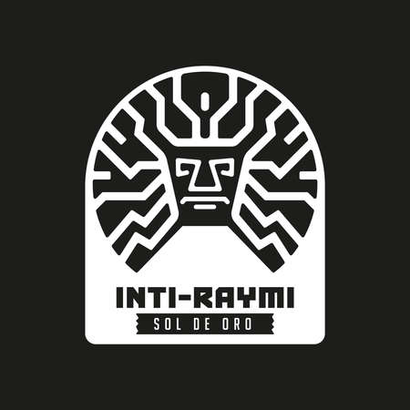 Golden mask. Gold Sun. Inti Raymi Ecuador Peru emblematic symbol of an ancestral and cultural celebration of the Andean peoples for the winter solstice.