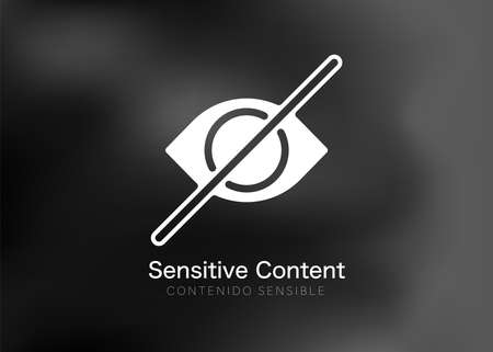 Sensitive photo content. Explicit video content. Inappropriate content. Internet safety concept. Censored only adult 18 plus. Blurred background. Vector Illustration. Attention Sign. Hide view icon.のイラスト素材