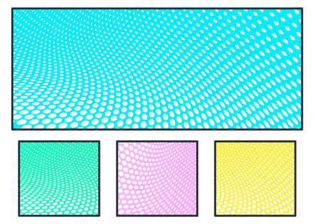 Vector halftone effect. Vibrant abstract background. Retro style colors and textures. Comic effect. Vintage duotone. Points. Colors.のイラスト素材