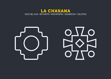Inca Cross Chakana, Inti Raymi Ecuador, Peru emblematic symbol of an ancestral and cultural celebration of the Andean peoples for the winter solstice. Ethnic folk image. Tribe motif. Tribal. Pachamamaのイラスト素材