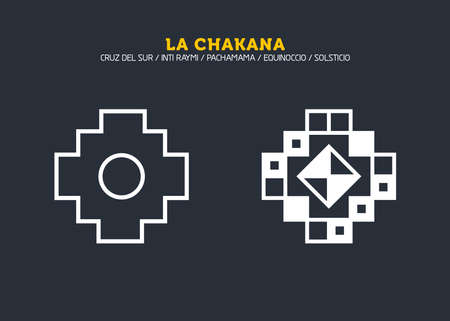 Inca Cross Chakana, Inti Raymi Ecuador, Peru emblematic symbol of an ancestral and cultural celebration of the Andean peoples for the winter solstice. Ethnic folk image. Tribe motif. Tribal. Pachamamaのイラスト素材