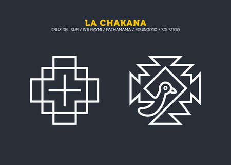 Inca Cross Chakana, Inti Raymi Ecuador, Peru emblematic symbol of an ancestral and cultural celebration of the Andean peoples for the winter solstice. Ethnic folk image. Tribe motif. Tribal. Pachamamaのイラスト素材