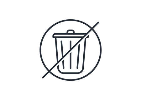 Prohibited. No. Trash can outline icon isolated on white background. Pictogram icon line symbol for website design, mobile application, ui. Vector illustration. Eps10のイラスト素材