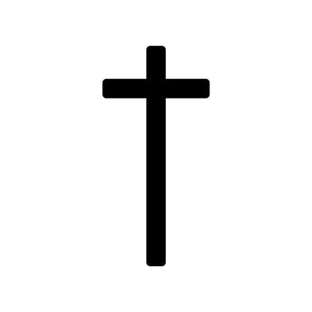 Black and gray Christian cross icon in flat design. Vector illustration. Abstract linear christian cross. Religion. Church, crucifix, god, catholic sign. Spirituality symbol.のイラスト素材
