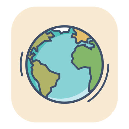 Simple element globe planet. Earth sign. World symbol. Thin line icon on white background. Vector illustration.のイラスト素材