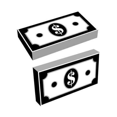 Big stacked pile of cash. Hundreds of dollars. Flat style isometric illustration. EPS 10 vector.のイラスト素材