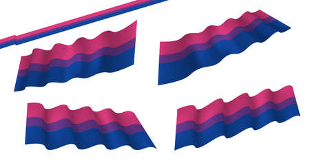Bisexual flat and waving flag. Vector illustration. Flag wavy abstract background. Bisexual canvas movement lgbtのイラスト素材