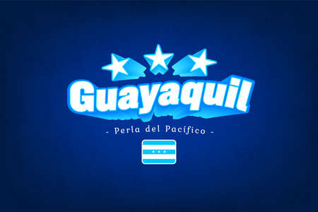 Ecuador, Guayaquil, banner and flag. GYE 3D icon, star flags. Vector illustration symbol. Guayas.のイラスト素材