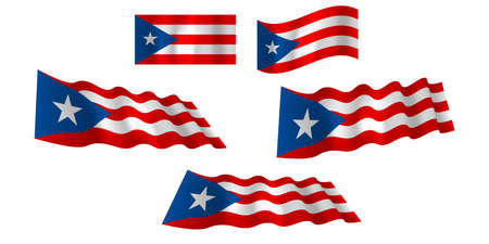 Puerto Rico vector set. Flags and icons isolated on white background.のイラスト素材