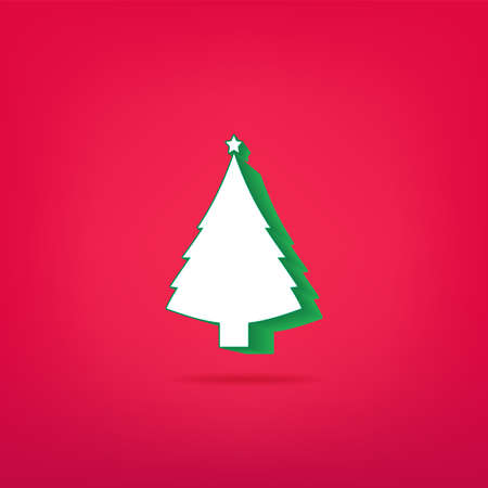 Christmas tree 3D icon, Christmas sign / symbol vector. Outline and filled vector sign, pictogram isolated colors, logo illustration. Xmas. Giftのイラスト素材