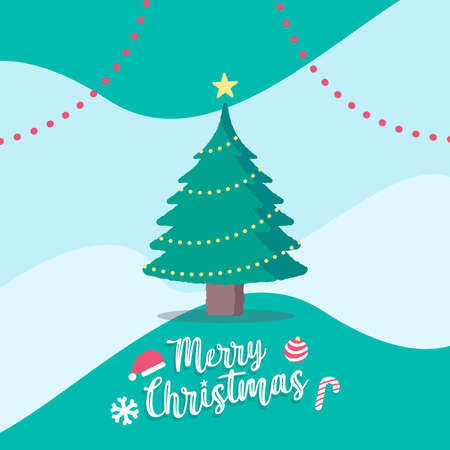 Christmas tree, modern flat design. Can be used for printed materials - leaflets, posters, business cards or for web. Symbol of Happy New Year, Merry Christmas holiday celebration. Vector illustrationのイラスト素材
