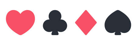Suit of playing cards. Vector illustration symbols isolated on white background. Spades, hearts, diamonds, clubs icons. Poker Symbolsのイラスト素材