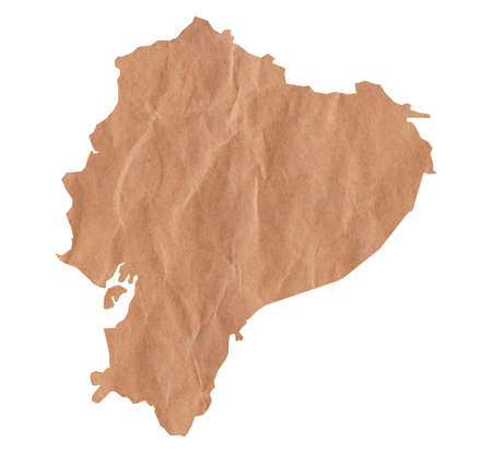 Map of Ecuador made with crumpled kraft paper. Handmade map with recycled material.の写真素材