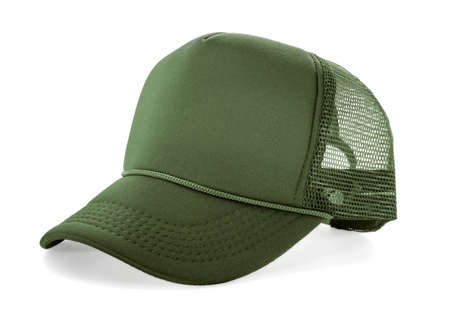Side View Realistic Cap Mock Up In green khaki texture is a high resolution hat mockup to help you present your designs or brand logo beautifully. Green army. Oliveの写真素材