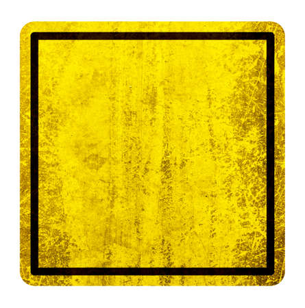 Empty Yellow Sign, attention and alert sign. Worn and corroded metalの写真素材