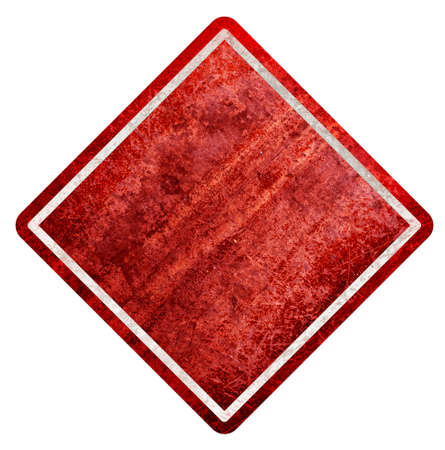 Empty red Sign, attention and alert sign. Worn and corroded metal. Street signboard. Texture. Corrosion. Oxidized. Cityの写真素材