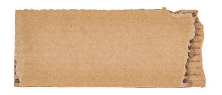 Ripped piece of cardboard isolated on white background. Cardboard with torn edges, top view.の写真素材