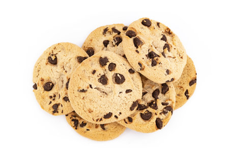 Chocolate chip cookie on white background.の写真素材