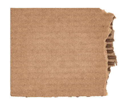 Ripped piece of cardboard isolated on white background. Cardboard with torn edges, top view.の写真素材