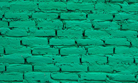 Turquoise brick wall for background or textureの写真素材
