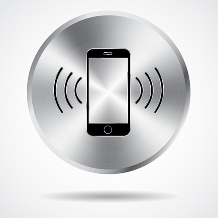 steel button and phone icon vector designのイラスト素材