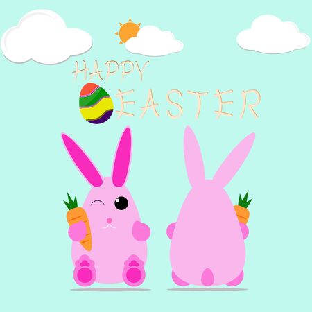 happy easter bunny egg vector design celebrate cardのイラスト素材